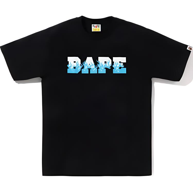 Футболка Flame Bape Logo A BATHING APE, черная красная — фото 2