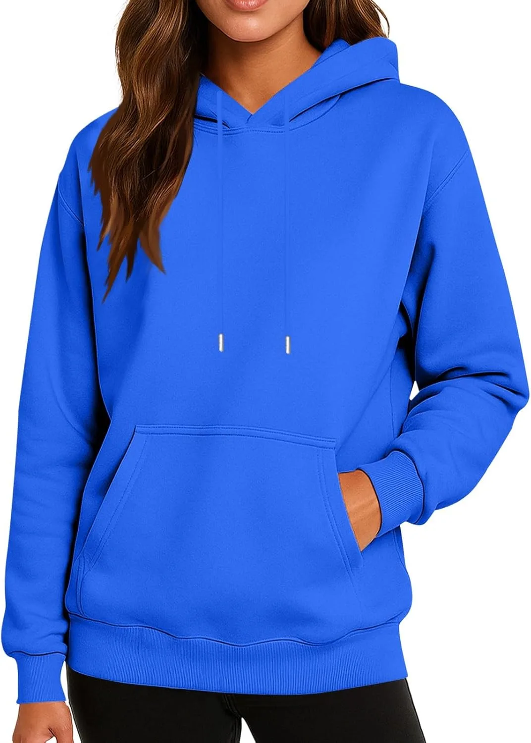 

Женский оверсайз худи с кулиской, легкий пуловер с карманом