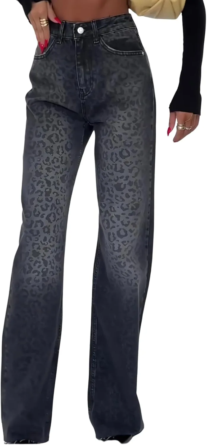 

Женские джинсы Leopard Barrel High Waist Distressed Slim Boyfriend ebossy