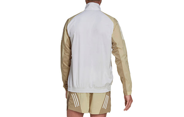 Куртка adidas Training logo Sports Half Zipper Colorblock Stand Collar Jacket White, белый — фото 2
