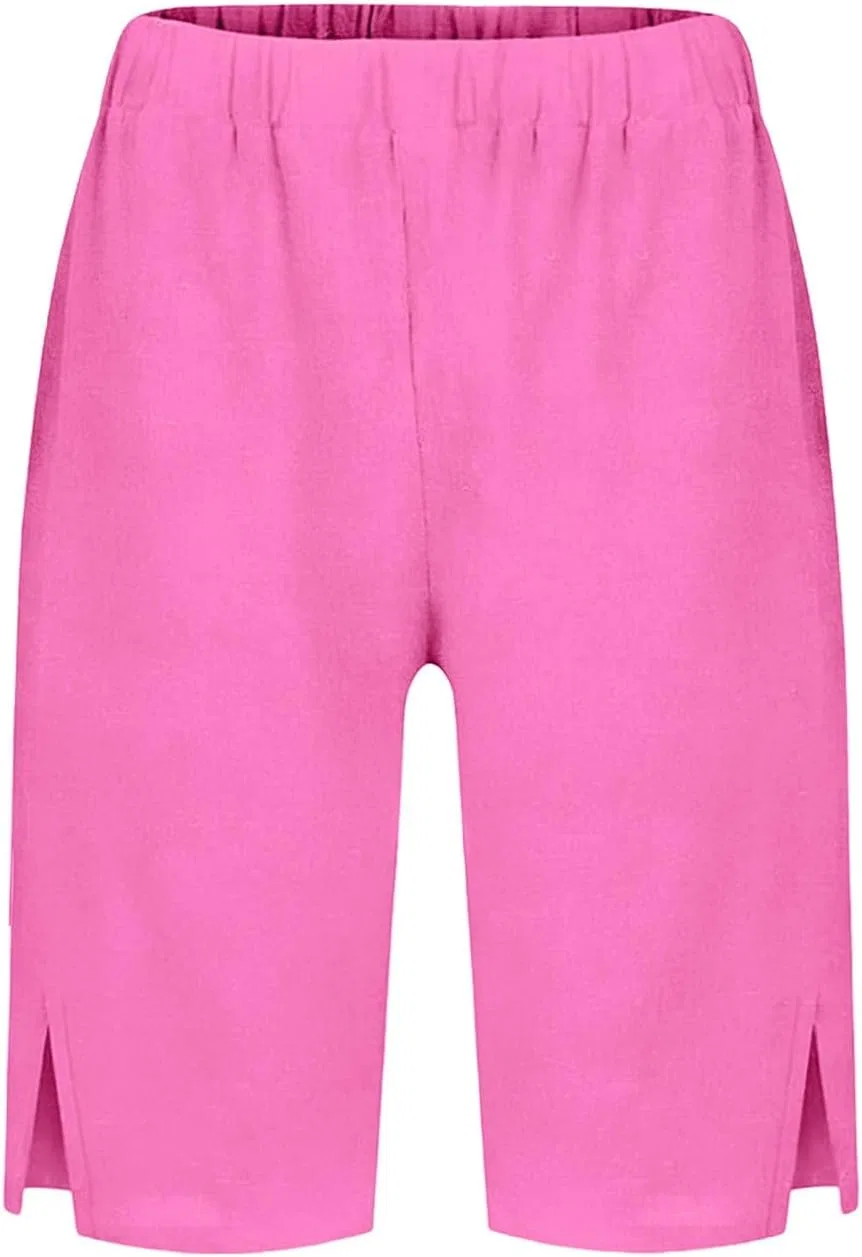 Шорты повседневные с эластичным поясом и карманами, Hot Pink — фото 3