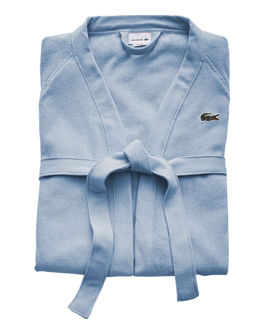 

Банный халат из 100% хлопкового пике с нашивкой и логотипом Lacoste Home, цвет sky