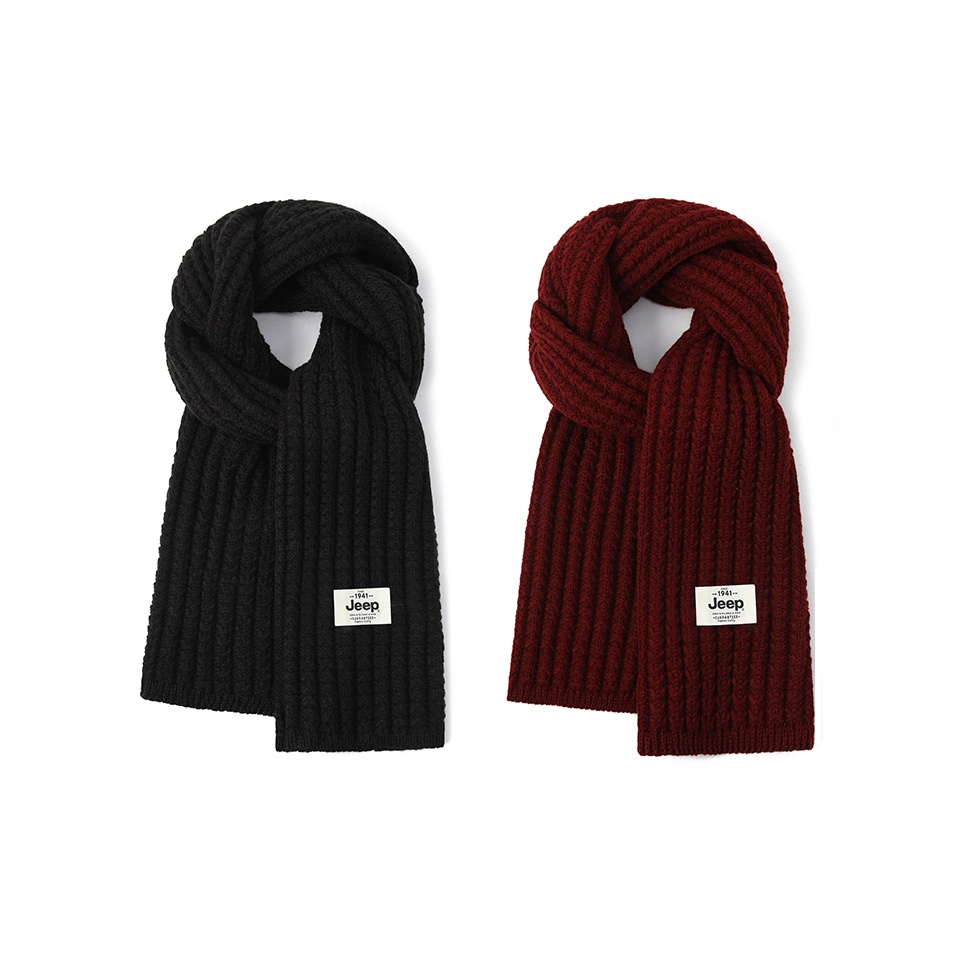 

Jeep Зимний утепленный вязаный шарф унисекс, 2 Pack (Black+Burgundy)