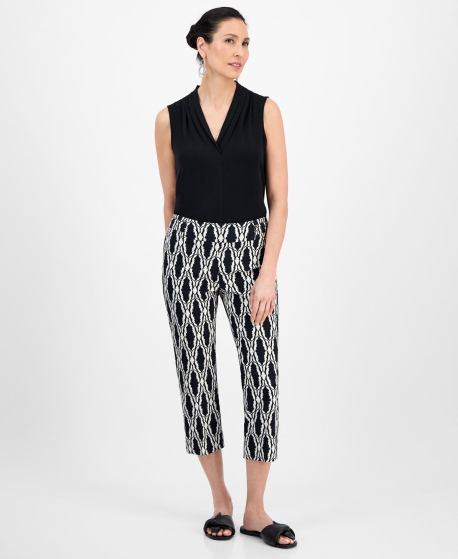 

Женские утягивающие брюки-капри с эффектом утягивания живота JM Collection, Black Tiles