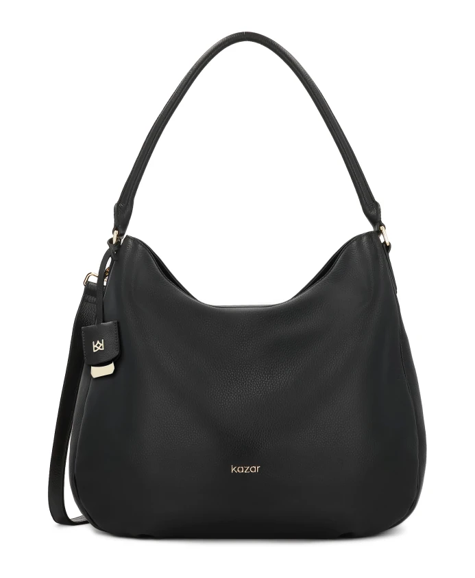

Черная кожаная сумка-хобо с подвеской Kazar, черный