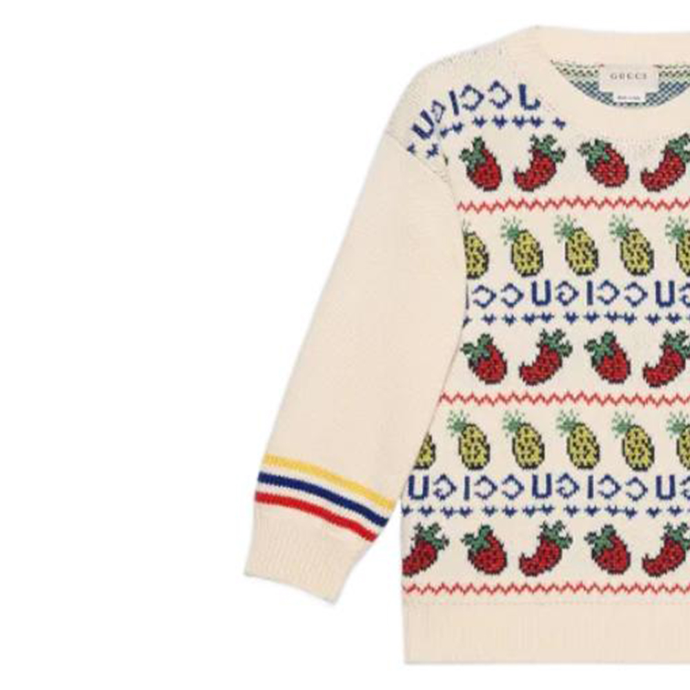 Детский свитер с круглым вырезом, средней жесткости Gucci, экрю — фото 4