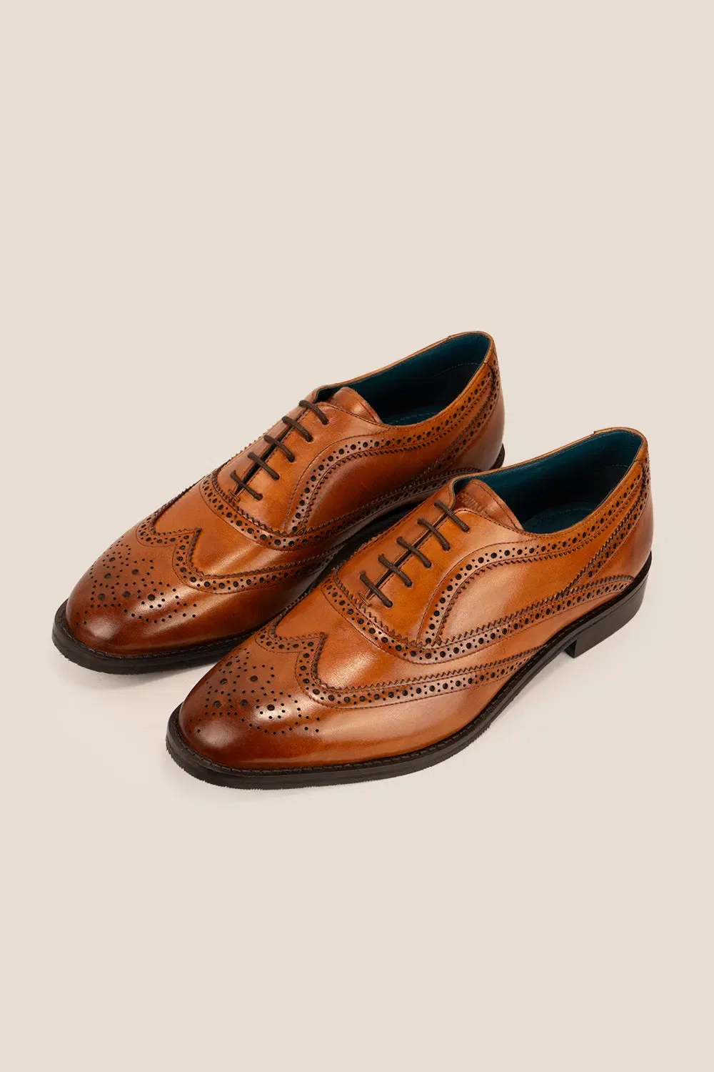Туфли оксфордские wingtip из кожи Oswin Hyde, бежевый — фото 4