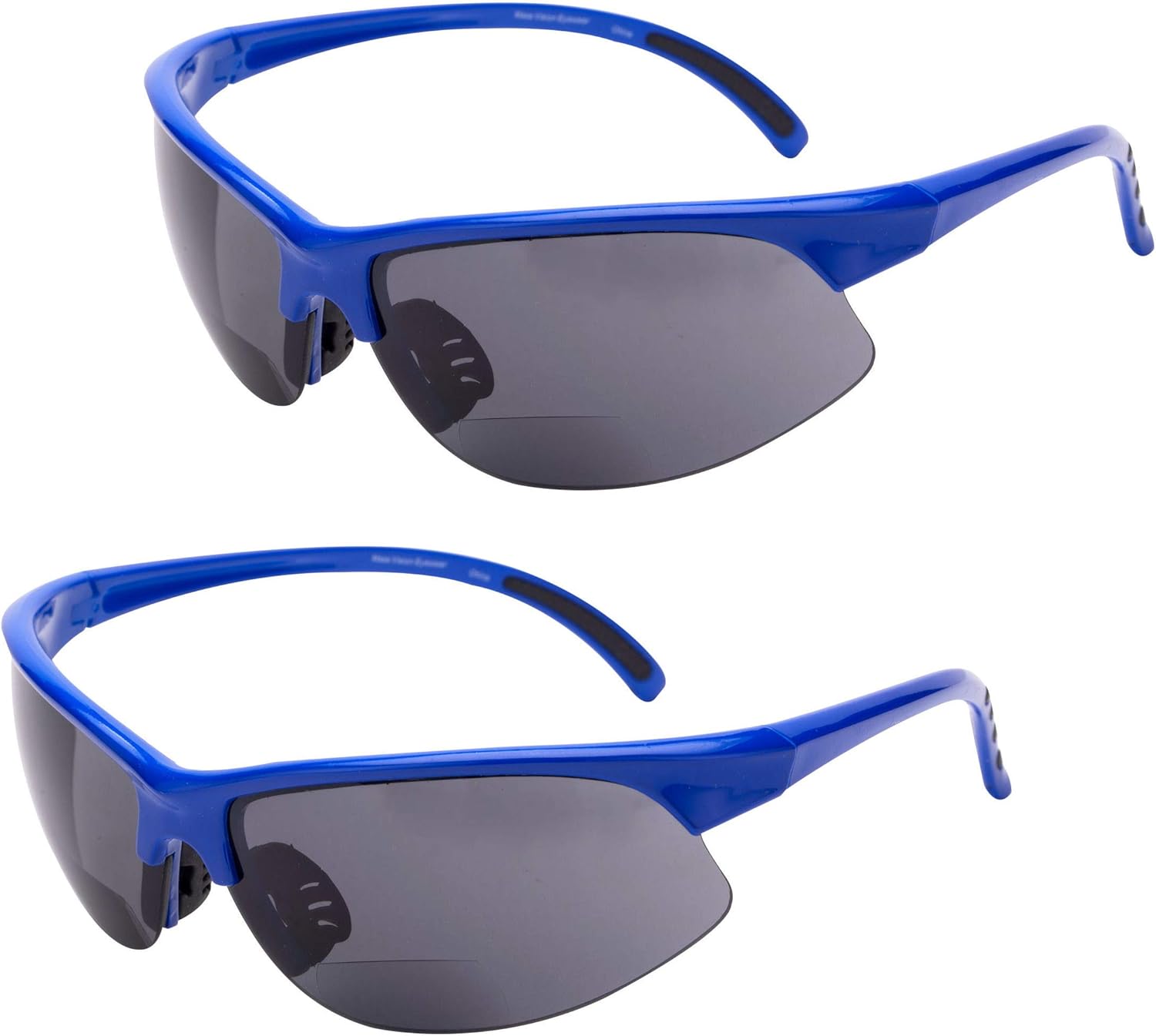 

2 пары спортивных солнцезащитных очков с бифокальными линзами, очки для чтения на открытом воздухе для мужчин и женщин - 2 чехла из микрофибры в комплекте (синие, 2,5) Mass Vision, Blue