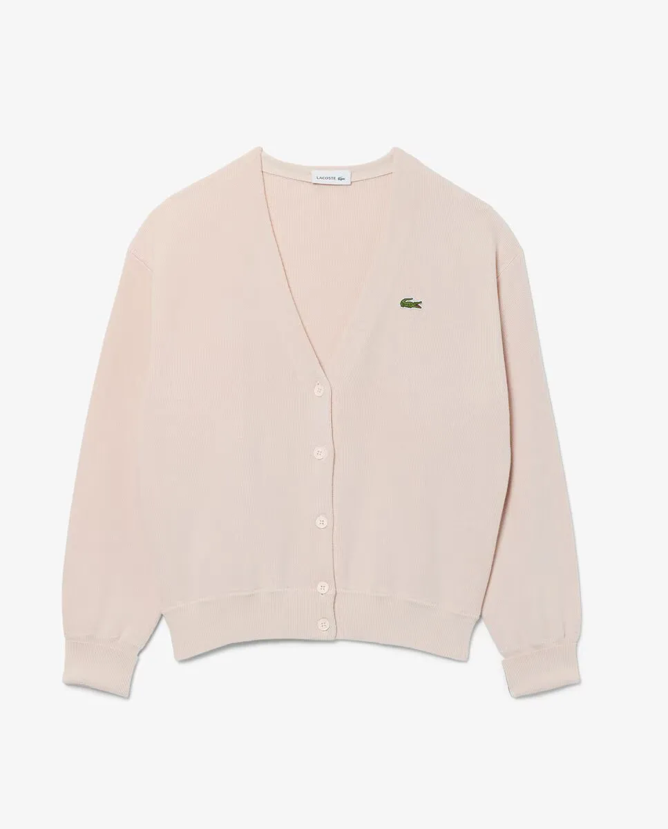 

Женский свитер из хлопка с V-образным вырезом Lacoste, цвет Nude