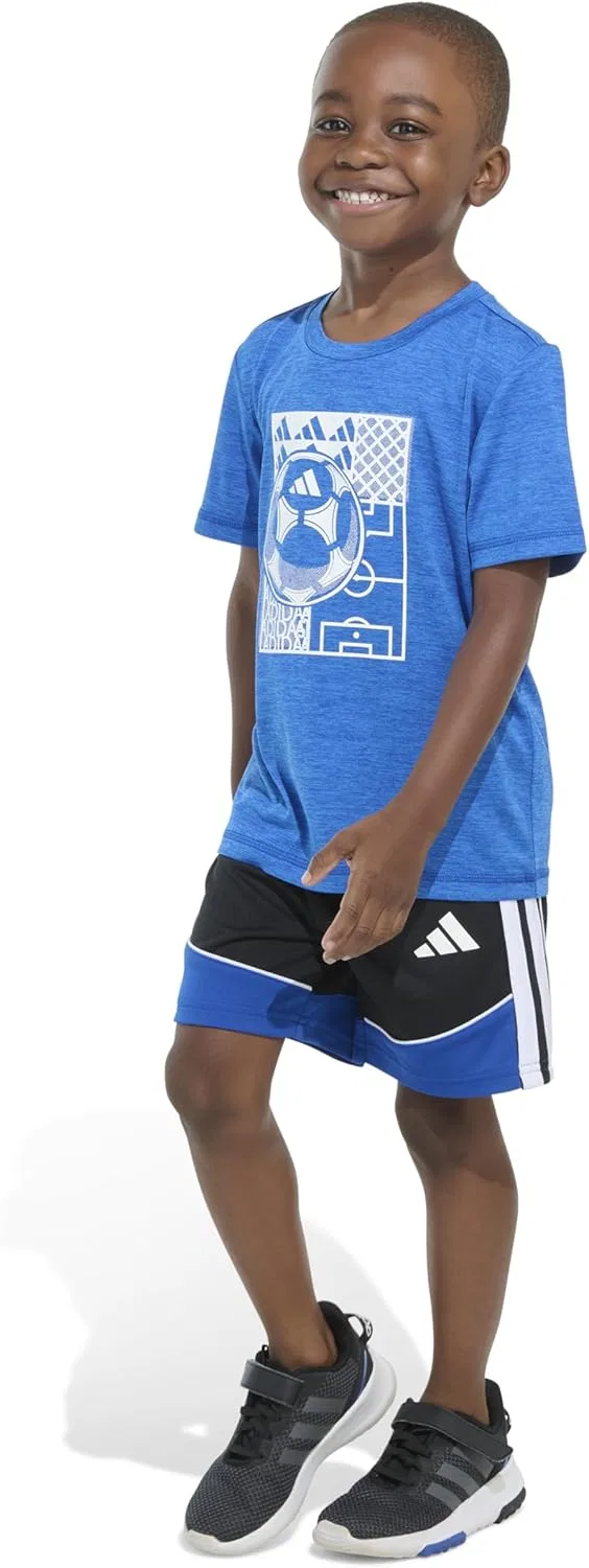 Детский спортивный комплект из футболки и шорт, adidas, Team Royal Blue — фото 4