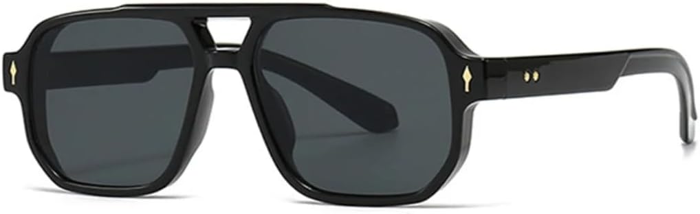 

Солнцезащитные очки в стиле ретро с двойной перемычкой для женщин, градиентные солнцезащитные очки с защитой от УФ-излучения UV400, модные солнцезащитные очки для мужчин с заклепками SZVVBKK, Black Gray