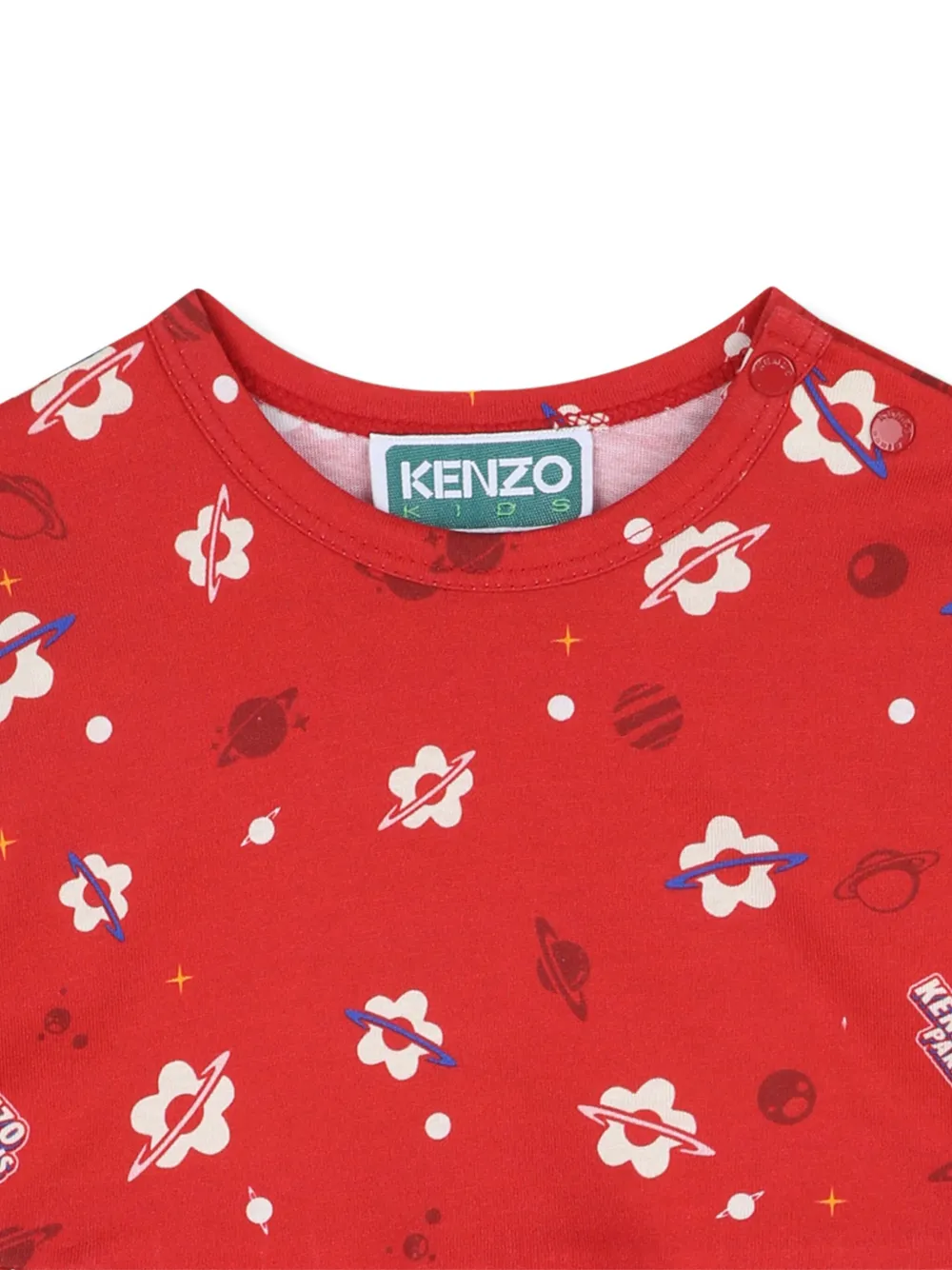 Платье с оборками и цветочным принтом Kenzo Kids, красный — фото 3