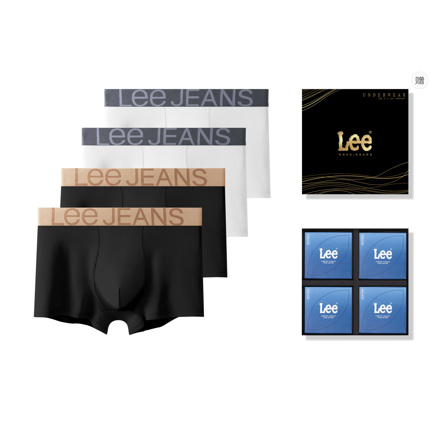 

Мужские трусы-боксеры Lee, Box 4 Pack (черный+черный+белый+белый)