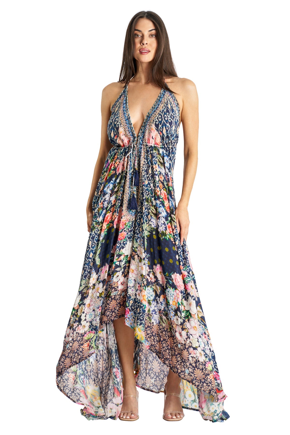 

Платье макси с бретелью через шею Archie La Moda Clothing, цвет multi