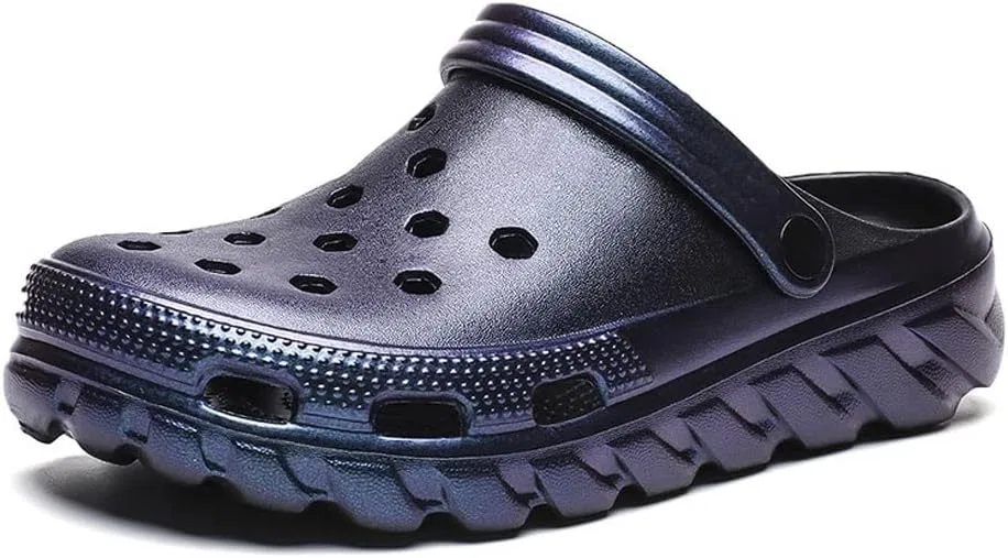 Generic Sandalen Männer Loch Atmungsfreie Schuhe Männer Schwarze Garten lässige Gummi Clogs Мужские сандалии Sommerrutschen Schwimmen Gelee Schuheblue, 9,5 UK