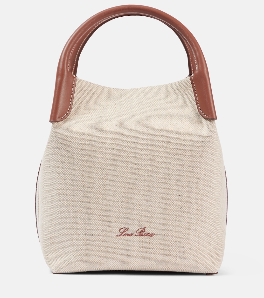 

Сумка-шоппер из холста с кожаными деталями Bale Small Loro Piana, Natural/Caramel Suga