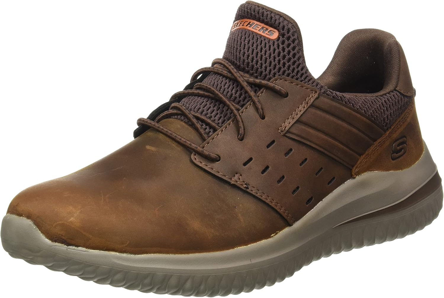 Мужские кеды Skechers Streetwear Delson 3.0 - Ezra с кожаными шнурками-бинджи, на облегченной подошве, коричневый