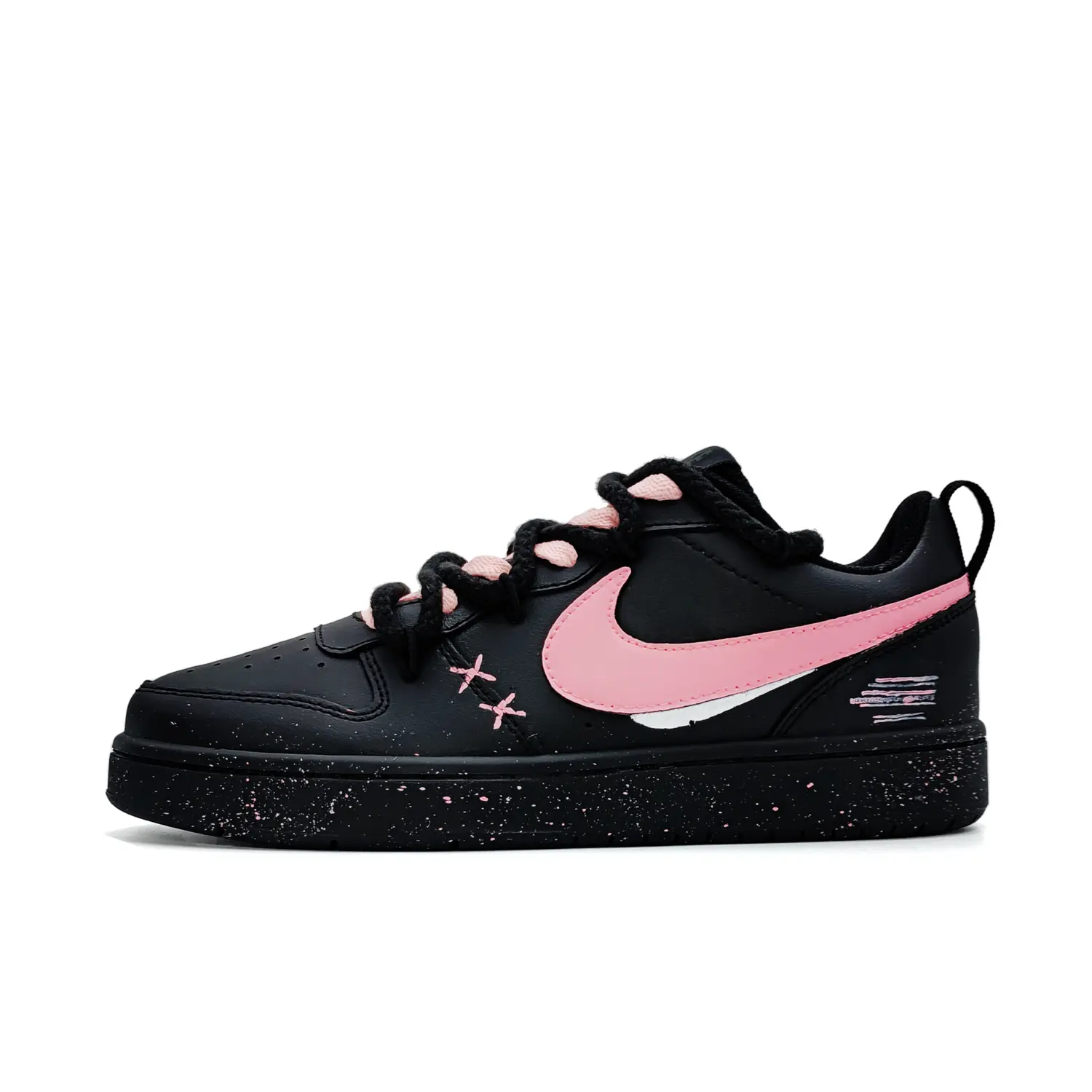 

Nike Кроссовки для скейтбординга Court Borough Ice Cream Cocoa с противоскользящей подошвой, низкие, унисекс, черно-розовые, цвет Black