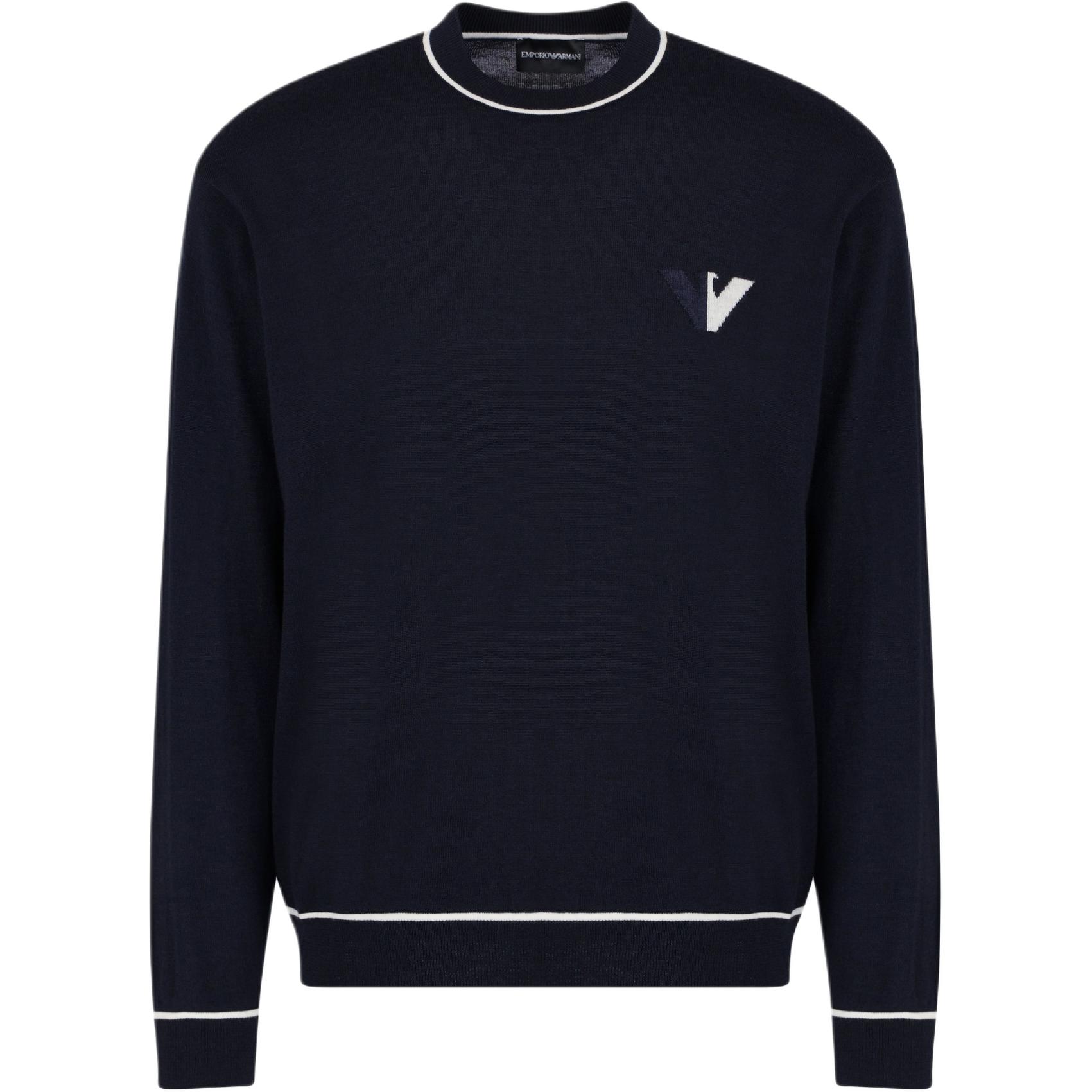 Джемпер с жаккардовым орнатом Eagle EMPORIO ARMANI, Морской синий — фото 2
