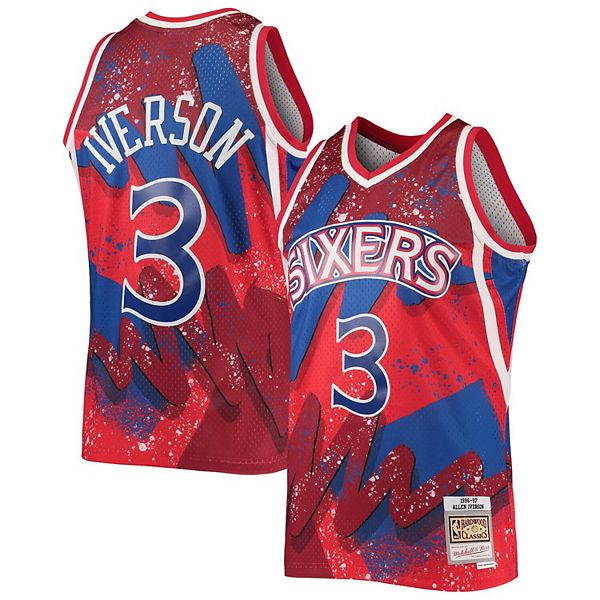 

Мужская футболка allen iverson red philadelphia 76ers hardwood classics 1996/97 hyper hoops swingman Mitchell & Ness
