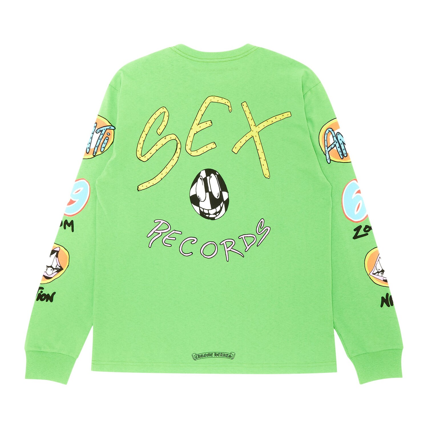 Зеленая футболка с длинными рукавами Chrome Hearts x Matty Boy Sex Records — фото 2