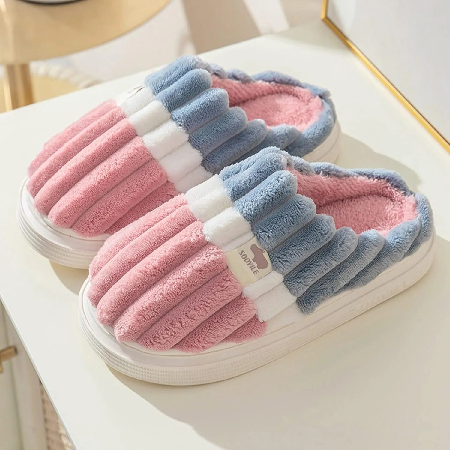 Мужские плюшевые тапочки Generisch, мужские замшевые тапочки, модные тапочки, теплые домашние тапочки, нескользящие гостевые тапочки, домашние тапочки унисекс, мягкие, удобные тапочки, пушистые, красный — фото 2