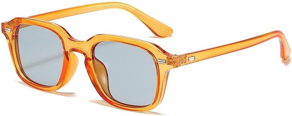 

Квадратные солнцезащитные очки конфетных цветов для женщин, ретро-очки с заклепками для мужчин, модные оранжевые солнцезащитные очки с защитой от УФ-излучения UV400 SKFGNX, Orange Light Gray