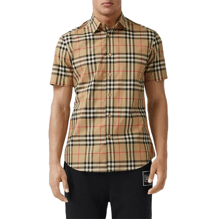 Рубашка из хлопка, Burberry, клетчатая, бежевый — фото 4