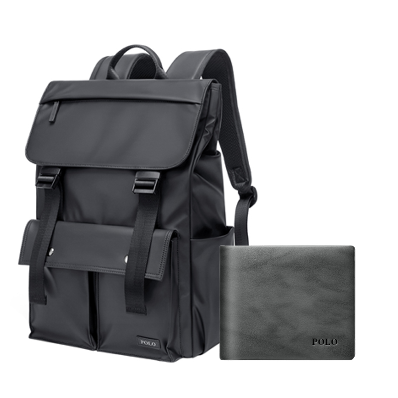 

POLO Черный рюкзак из ткани для мужчин, Gray 1+Gray Green Wallet