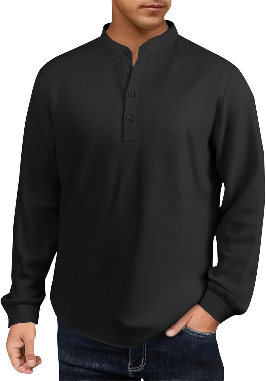 

Рубашка для мужчин Elegent, легкая, с длинным рукавом и воротником-стойкой