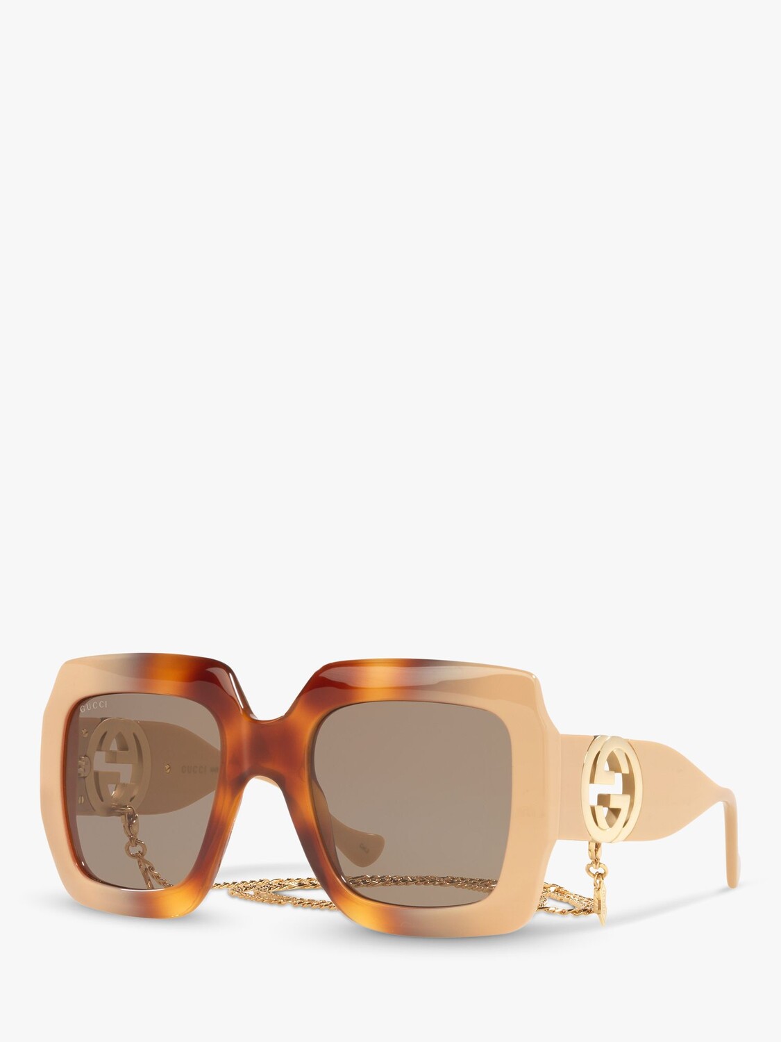 

Женские массивные квадратные солнцезащитные очки Gucci GG1022S, бежевый/серый