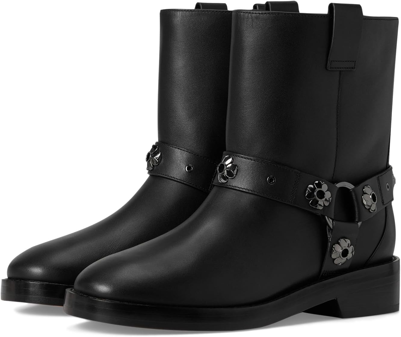 Ботинки Kate Spade New York Women's Spade Flower Stud Smooth Leather Moto Boots, Black