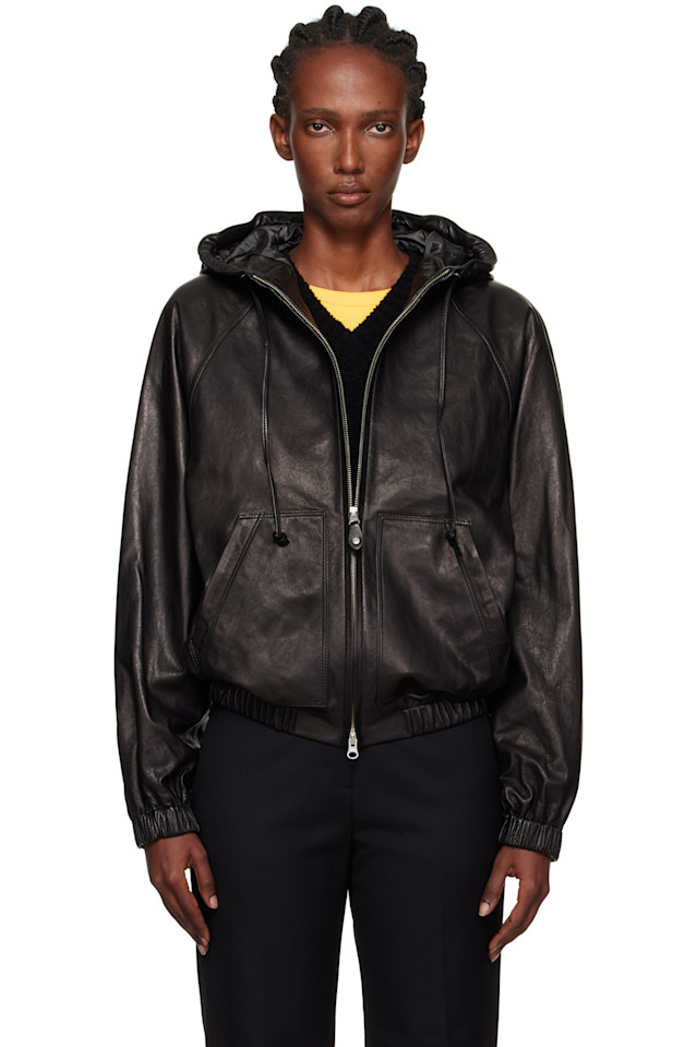 

Кожаная куртка-блузон с капюшоном Nothing Written, черный