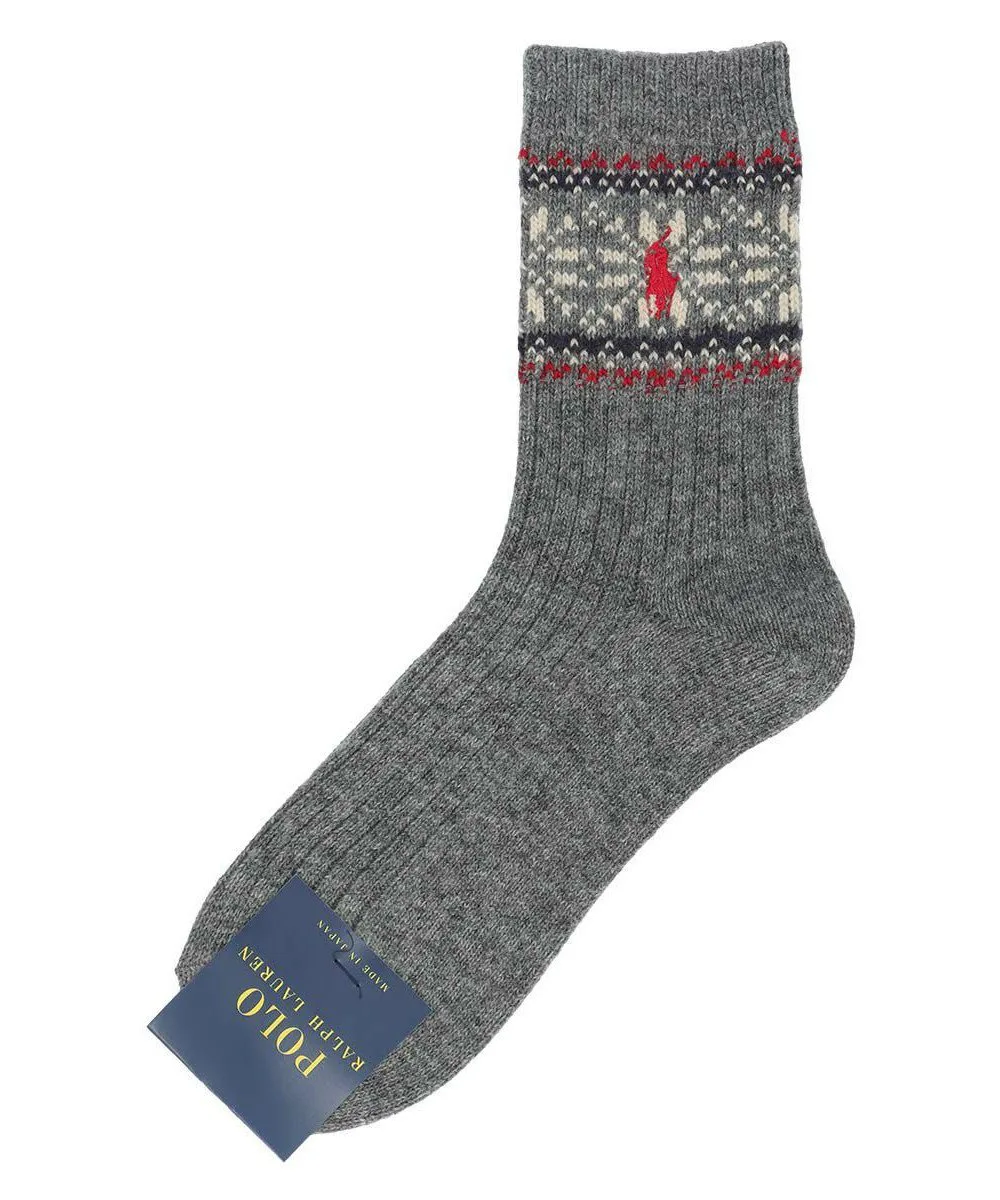 Женские жаккардовые носки Nordic Snow Crew из смеси кашемира Polo Ralph Lauren, 94. Middle Gray