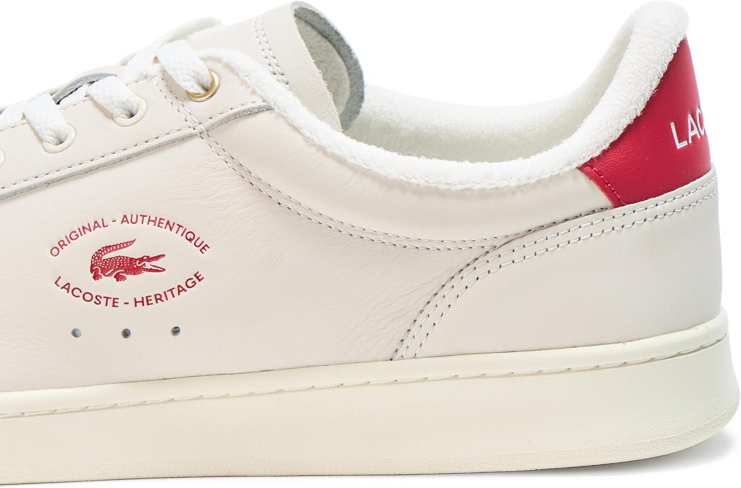 Мужские кожаные кроссовки Lacoste Carnaby, белый/красный — фото 4