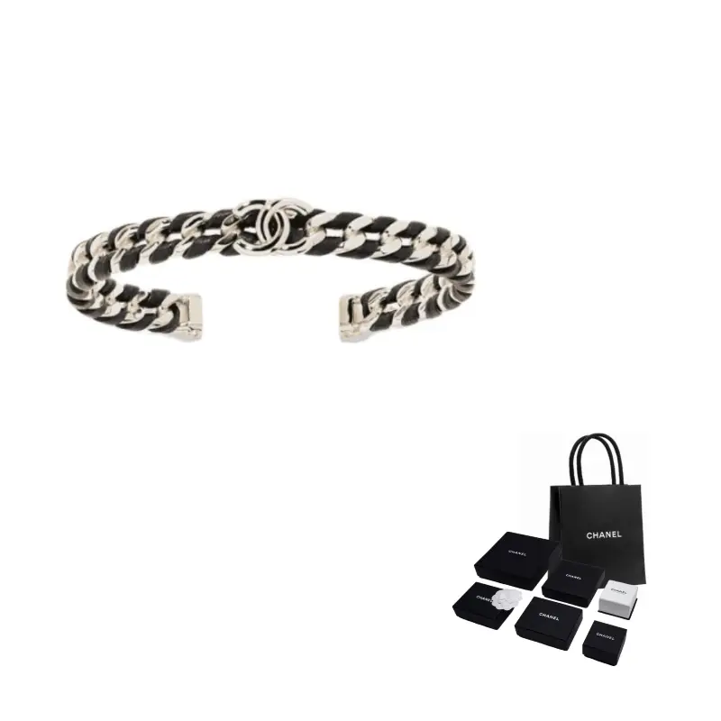 

Chanel Металлический браслет для женщин, золотисто-черно-кристальные