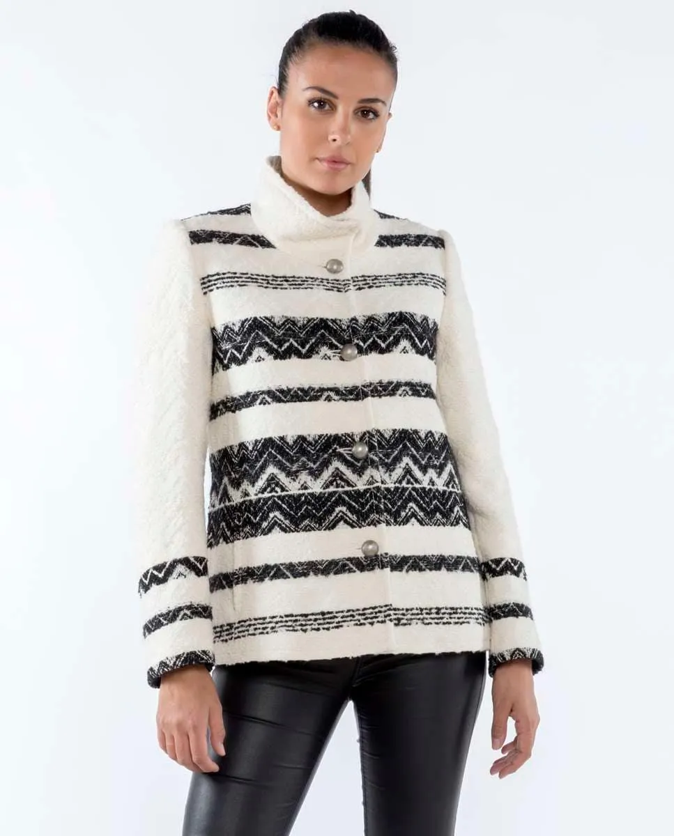 

Женская куртка из фантазийной ткани с воротником-ленточкой Fsh, белый/черный