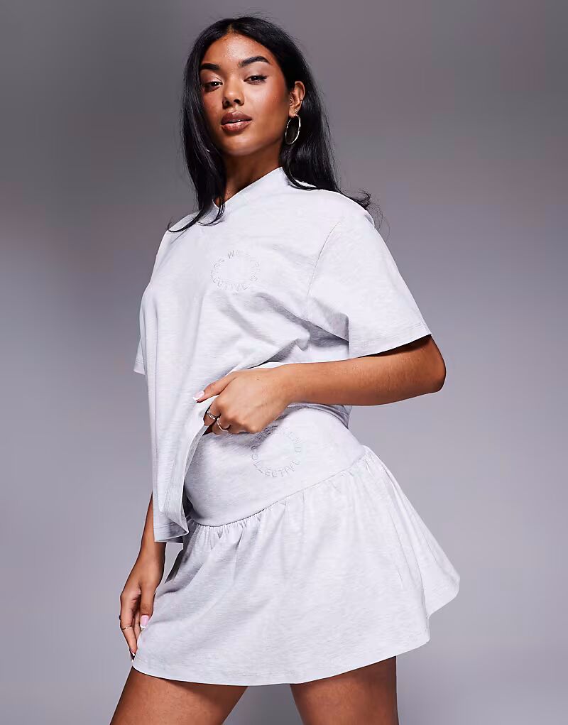 

Юбка-шорты Weekend Collective coord с вышитым логотипом серого меланжевого цвета ASOS Weekend Collective