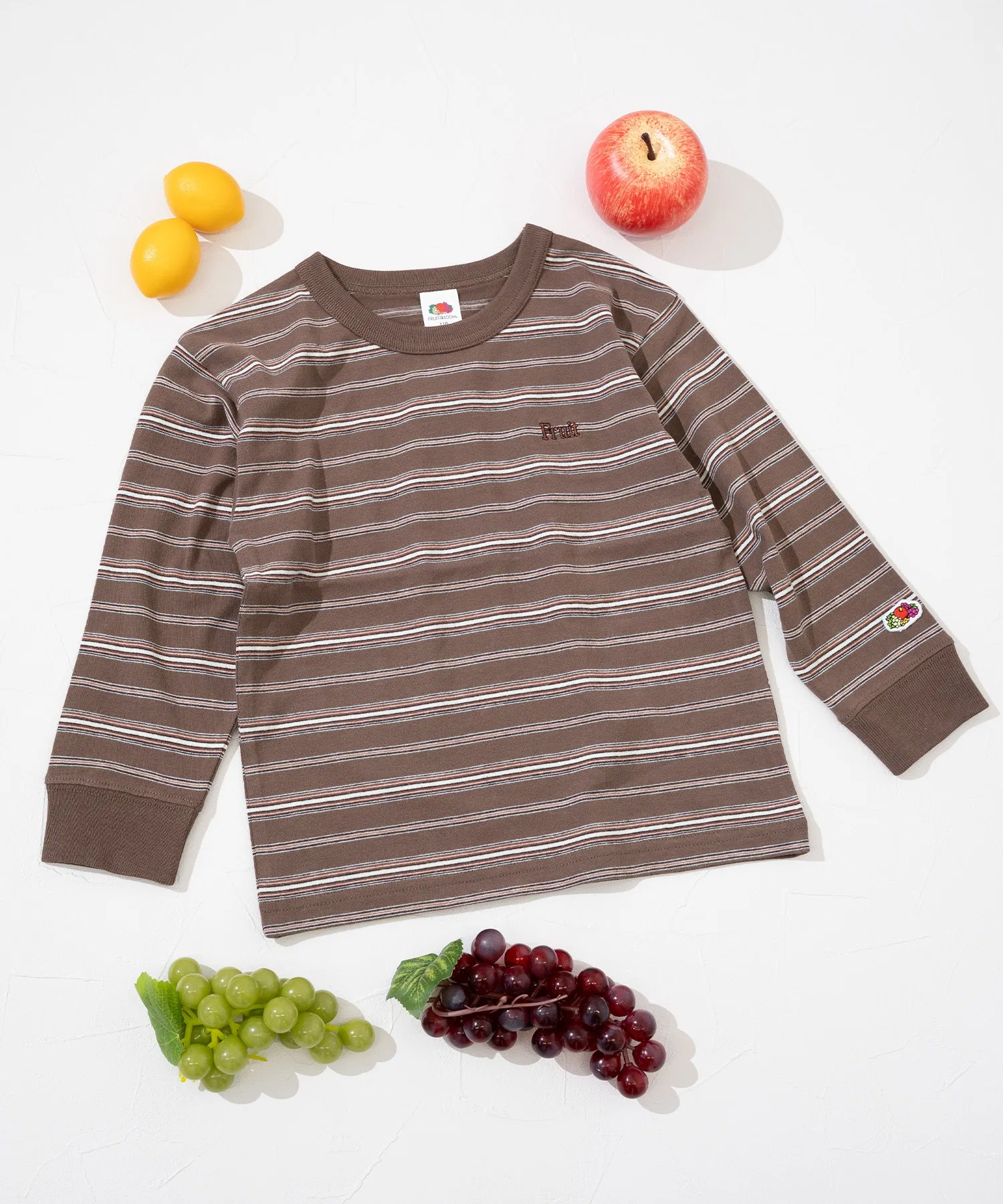 Детская полосатая футболка Fruit of the Loom, хлопок, коричневая — фото 4