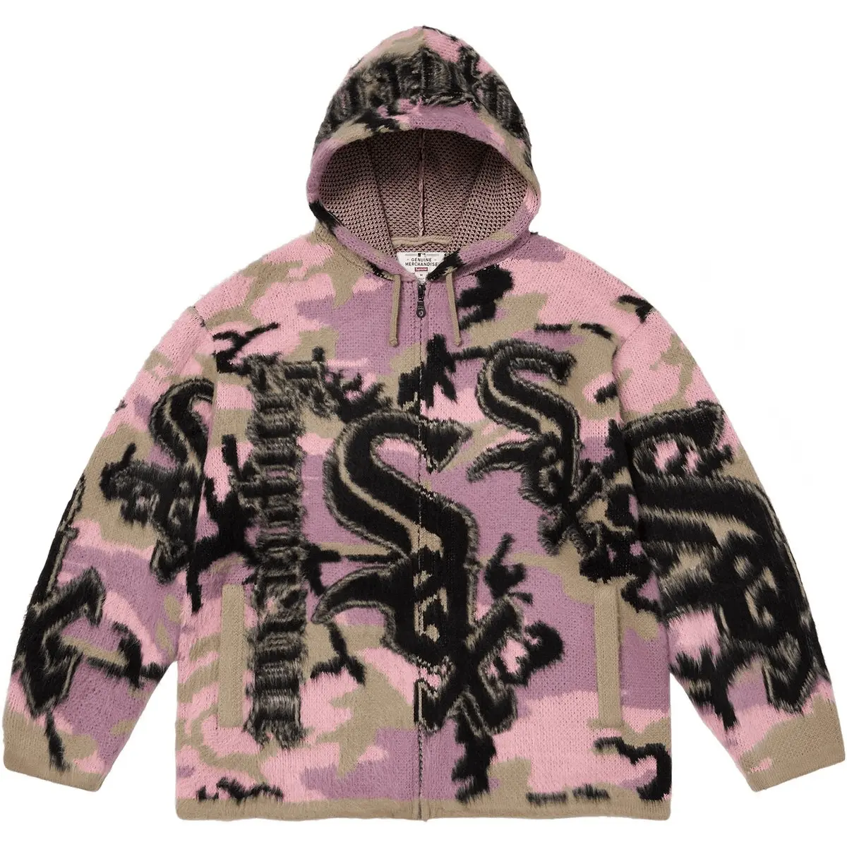 Чикаго Уайт Сокс FW25 WEEK5 худи с капюшоном на молнии унисекс Supreme, розовый — фото 3