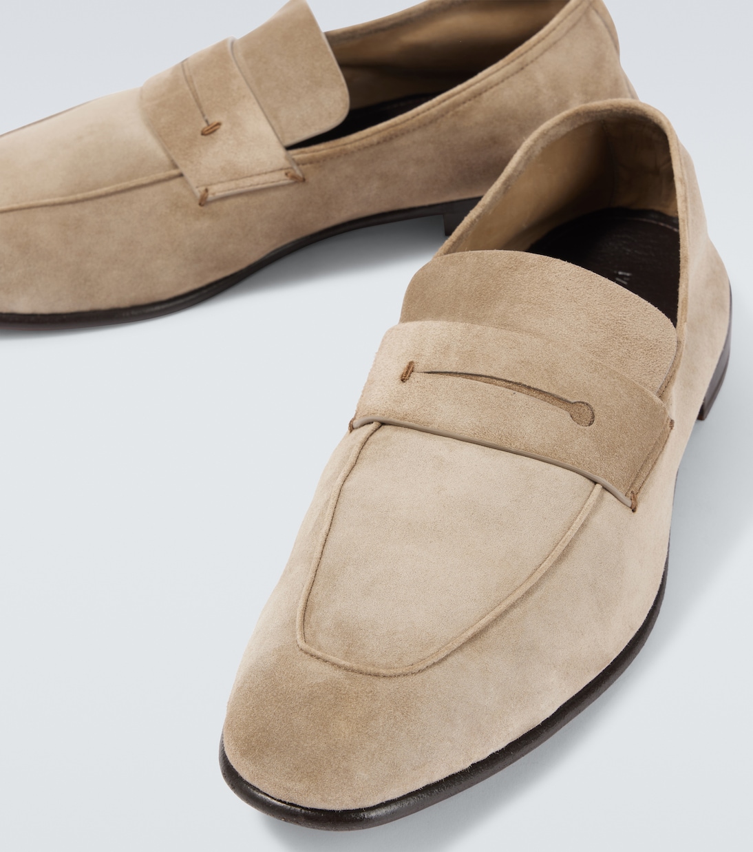 Лоферы L'Asola из замши с монеткой Zegna, хаки — фото 3