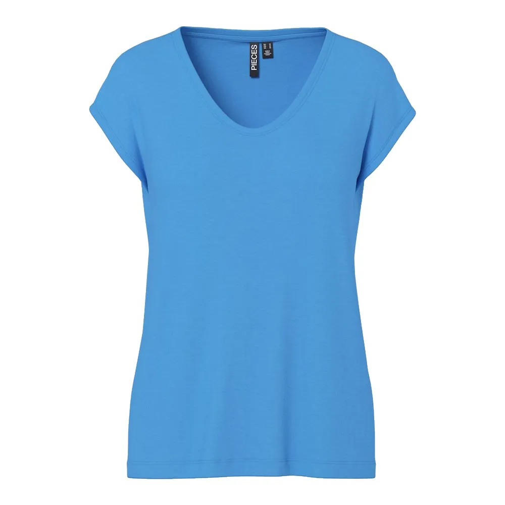 

Футболка Pieces Billo Solid short sleeve v neck, синий