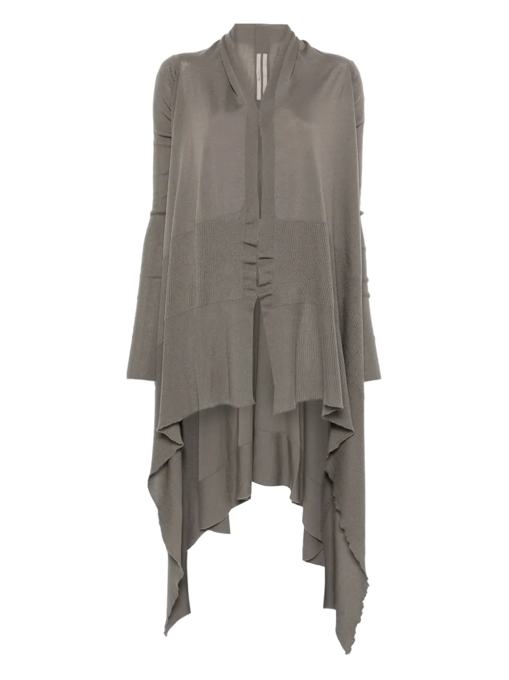 

Асимметричное шерстяное пальто в рубчик Rick Owens, серый