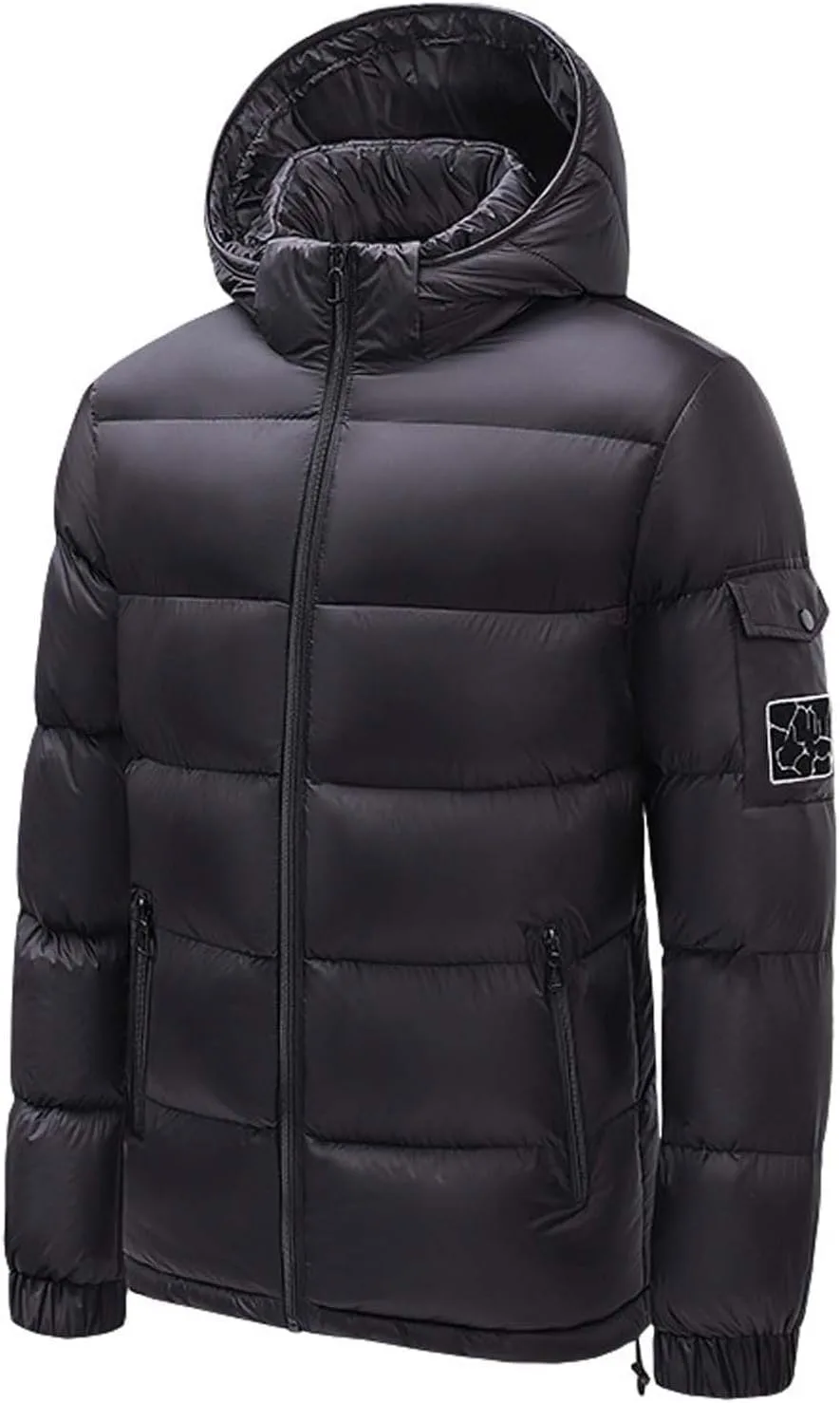 Мужская пуховик Bubble Coats утепленная пуховая куртка зимняя легкая складная стеганая куртка верхняя одежда с капюшоном Generic, черный