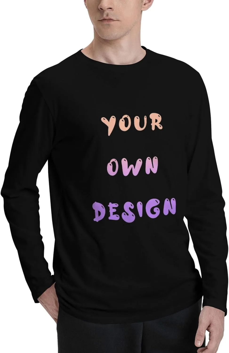 Футболка с длинным рукавом Custom Mens Cotton Crew Neck — фото 2