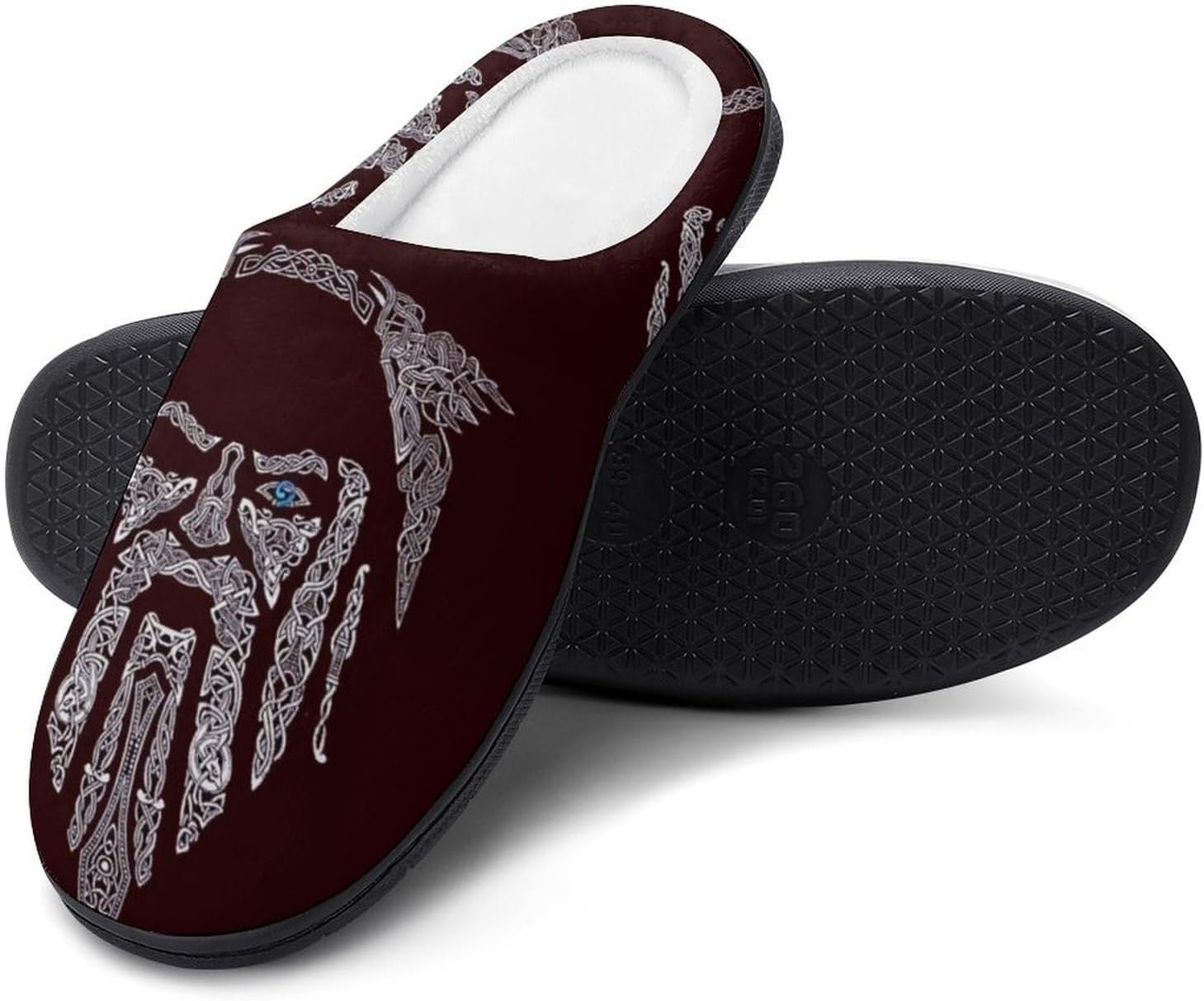 

Теплые пушистые домашние тапочки, зимние мужские хлопковые повседневные тапочки для спальни и гостиной / моющиеся, легкие, нескользящие викинг-тапочки Yxhzyhy, Odin