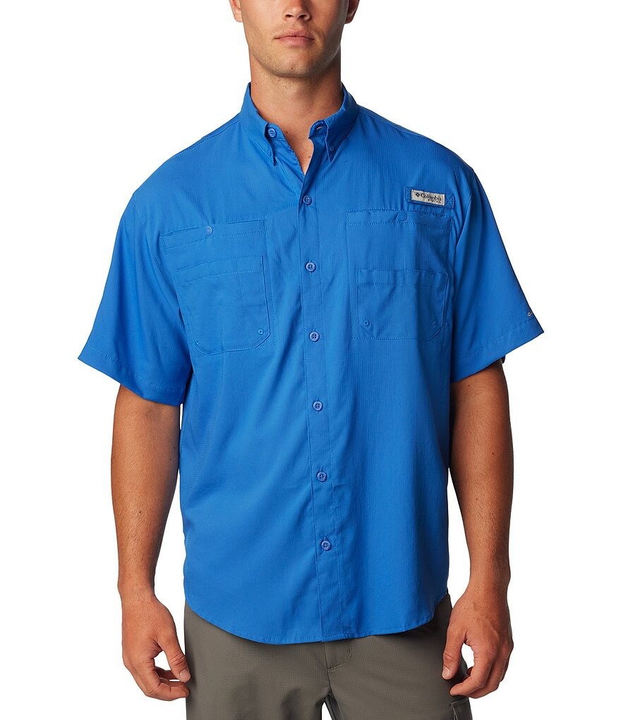 

Однотонная рубашка с короткими рукавами Columbia PFG Tamiami II, синий