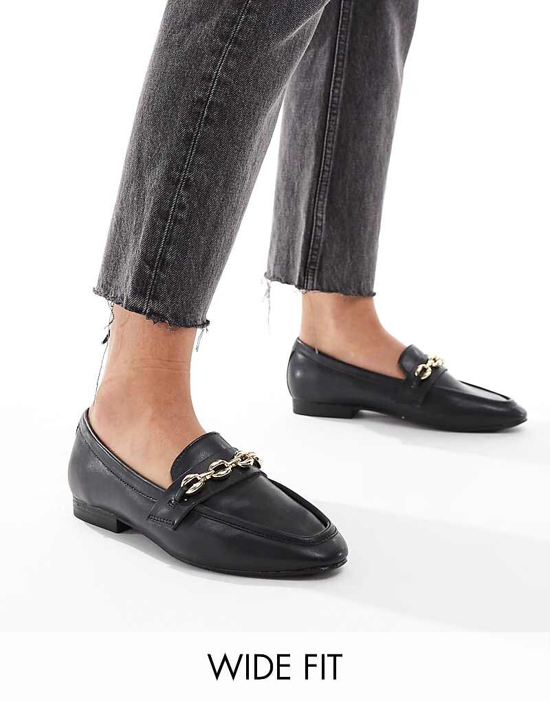 

ASOS DESIGN Wide Fit – Macaroon – Черные лоферы со швами