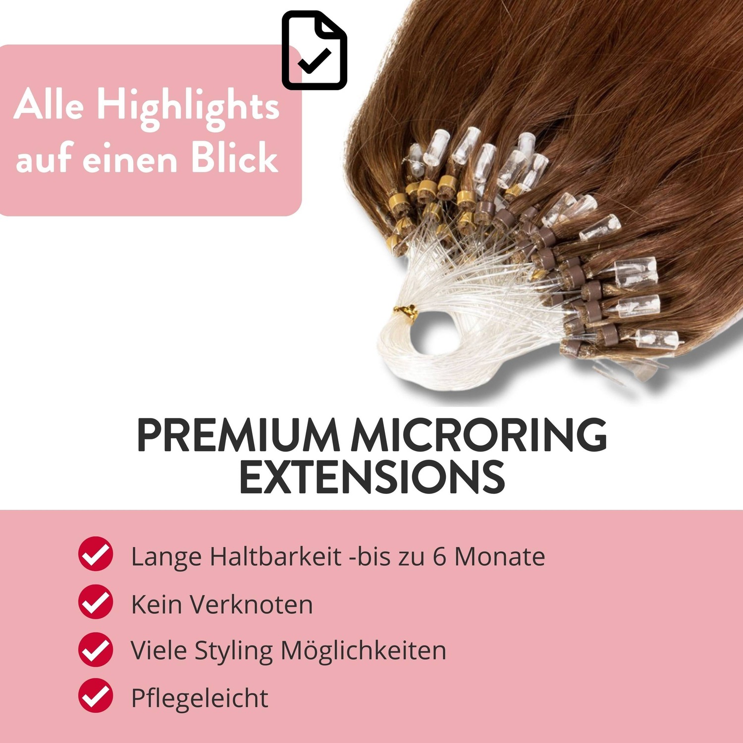 Накладные волосы microring extensions premium echthaar #8/03 hellblond natur-gold 1g Hair2Heart, 50cm, количество 25 шт. — фото 3
