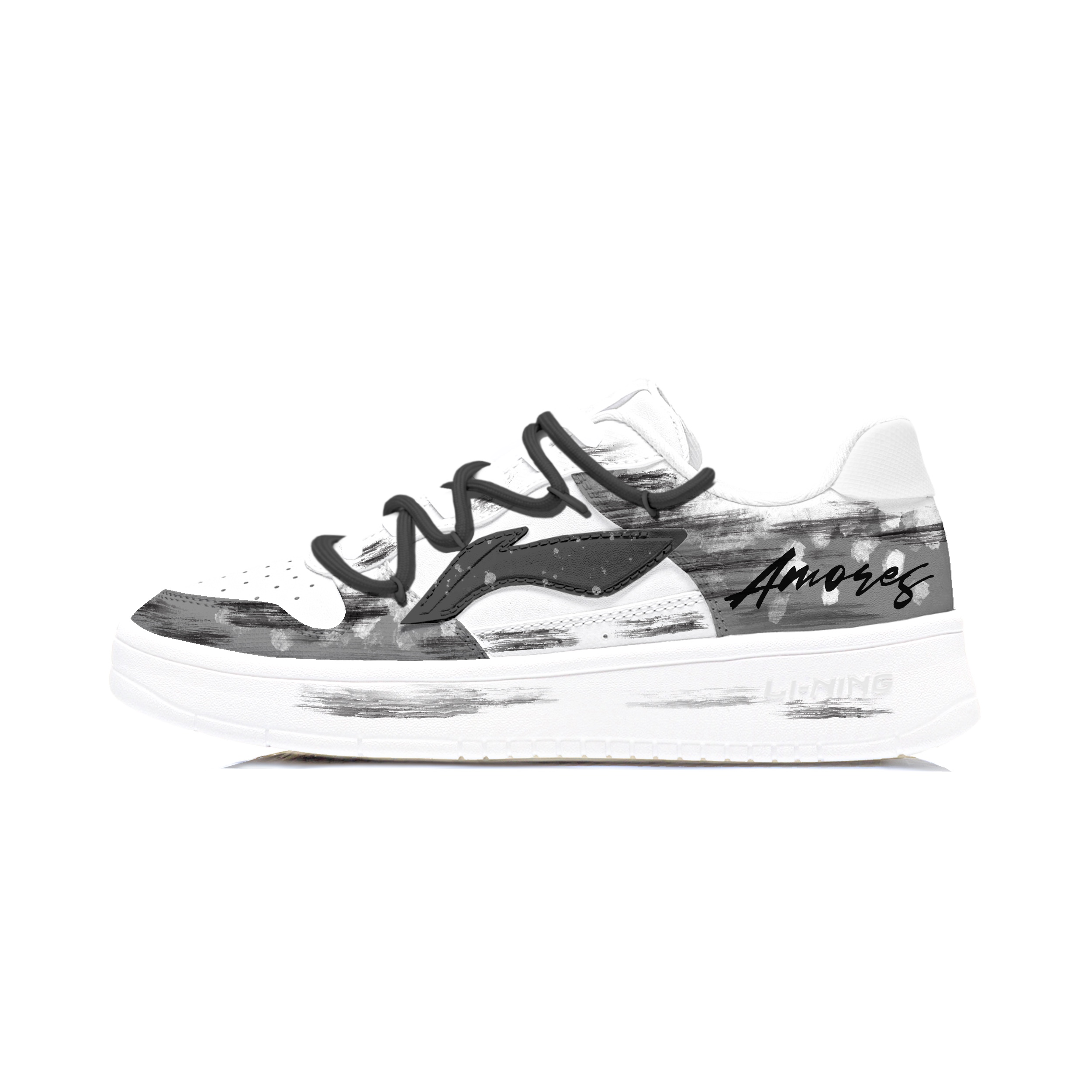 Li Ning Floating Boat устойчивые к истиранию, легкие и дышащие низкие кроссовки для скейтбординга мужские Li-Ning, черный белый — фото 3